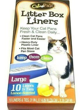 Cat Pals Litter Box Liners 10 Count 2 Packs Large 31" x 14" Lemon Scent Plastic